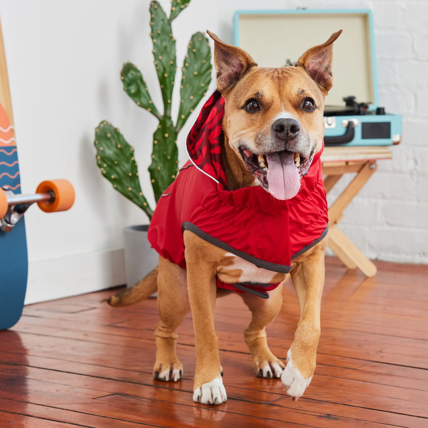Reversible Elasto-Fit Raincoat - Red