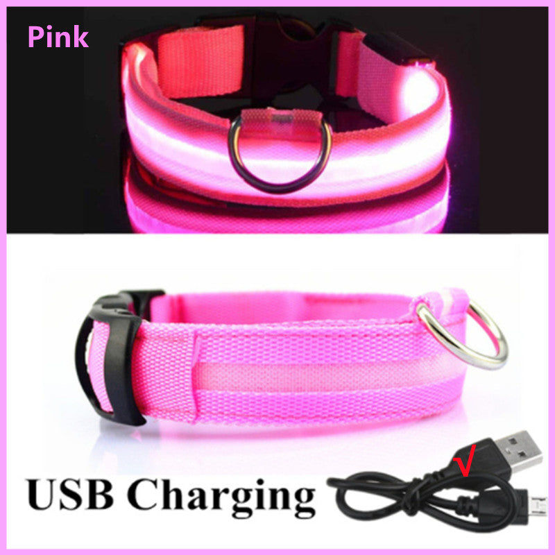 LED Dog Collar Rechargeable Light, Glow in the Dark for Night Walking
