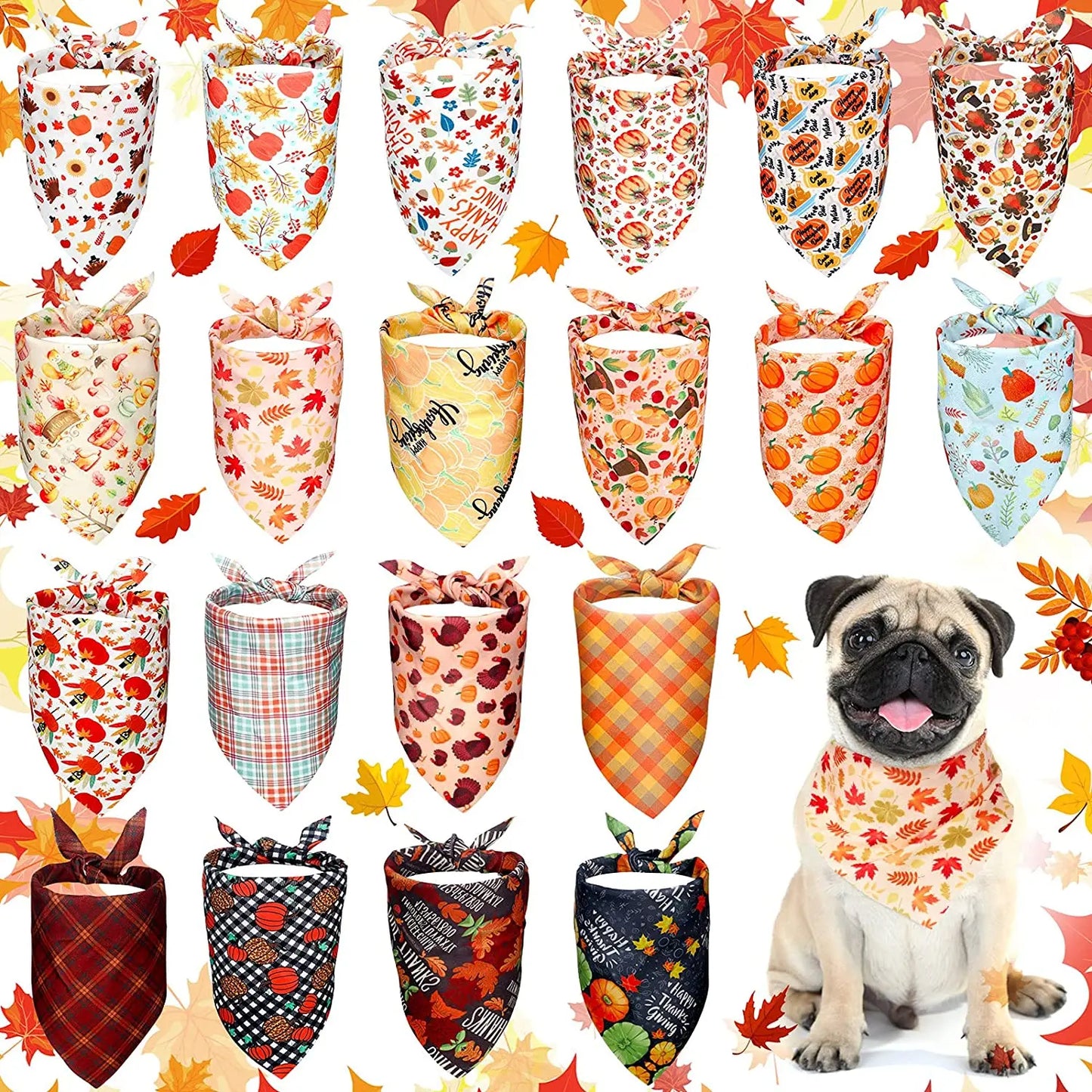 20 Pack Dog Bandana Holiday Themes