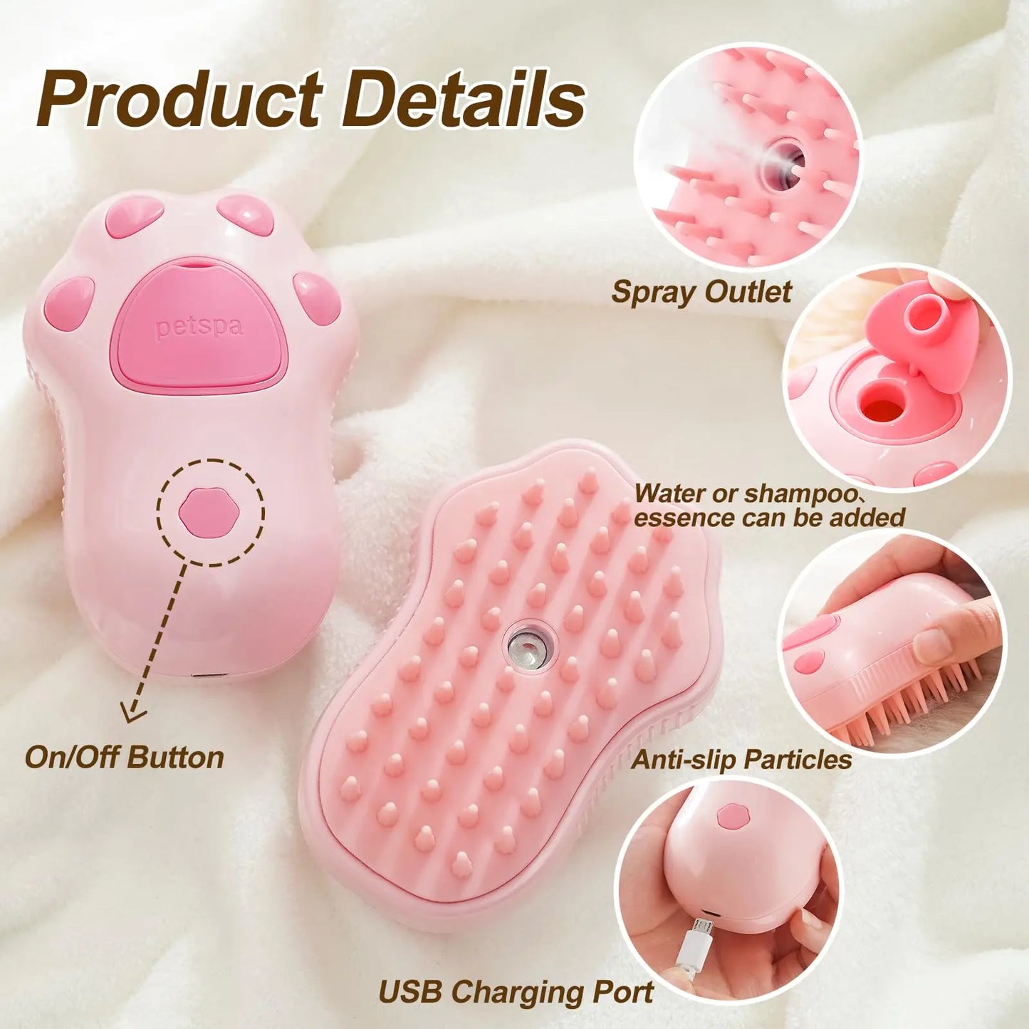 3 In 1 Cat Steamy Brush & Hair Cleaning Brush Comb