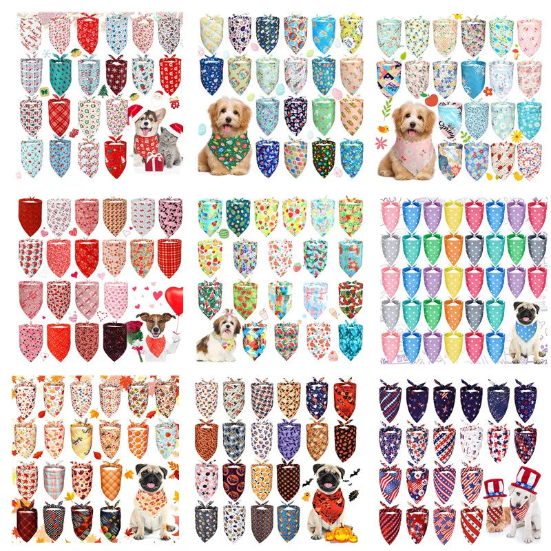 20 Pack Dog Bandana Holiday Themes