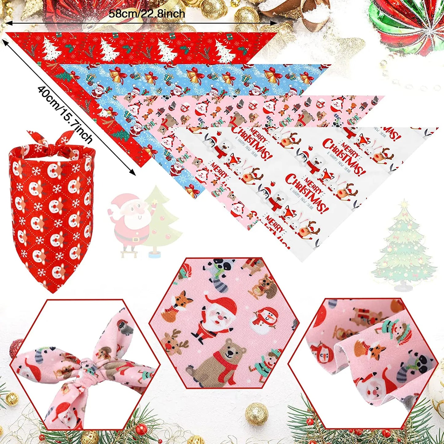 20 Pack Dog Bandana Holiday Themes