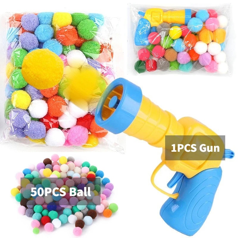 Cat Toy Plush Ball Shooting Gun with Pom Pom Balls