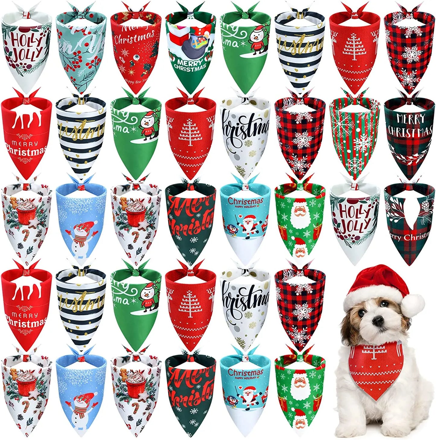 20 Pack Dog Bandana Holiday Themes