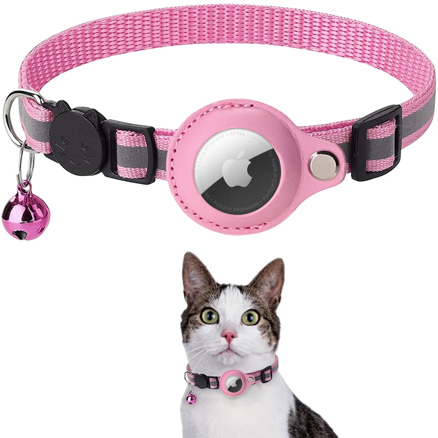 Airtag Cat Collar Reflective with Apple Air Tag Holder and Bell