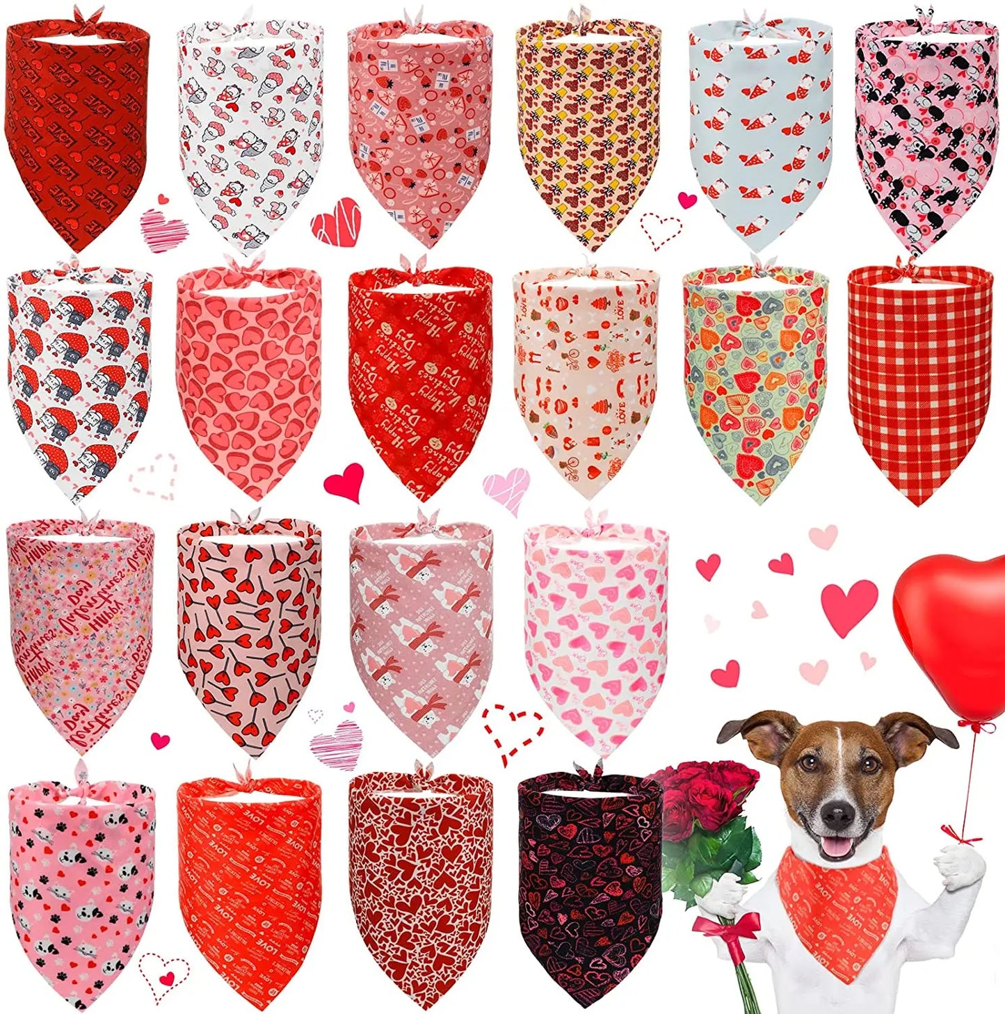 20 Pack Dog Bandana Holiday Themes