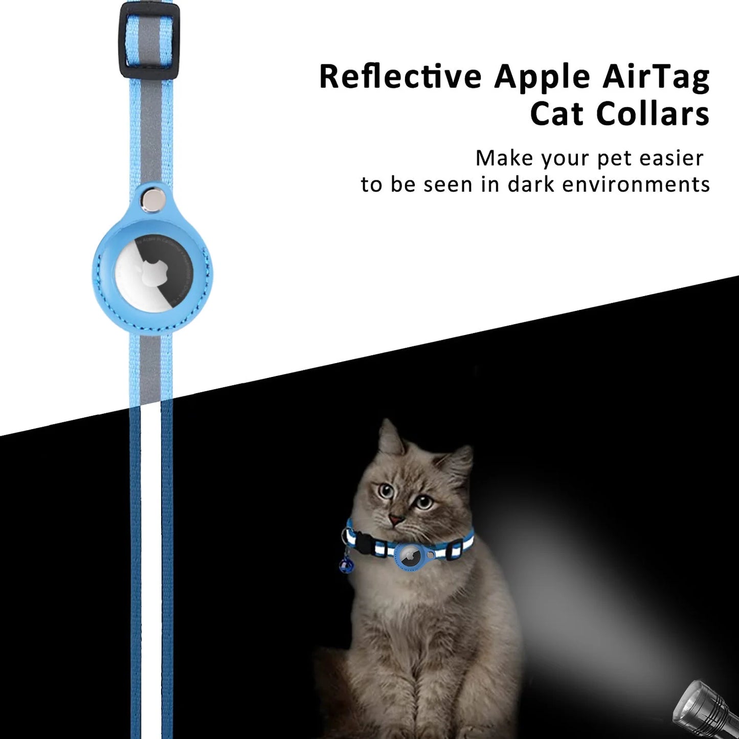 Airtag Cat Collar Reflective with Apple Air Tag Holder and Bell
