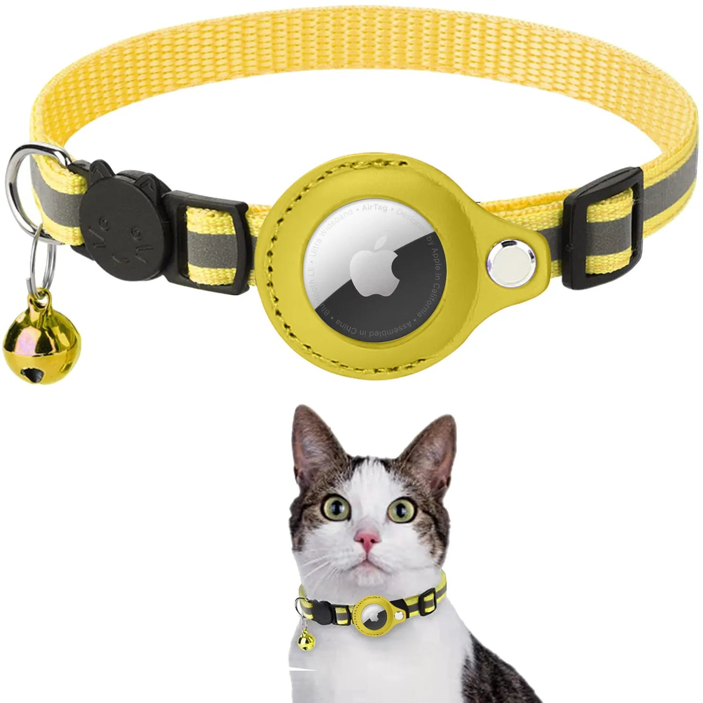 Airtag Cat Collar Reflective with Apple Air Tag Holder and Bell