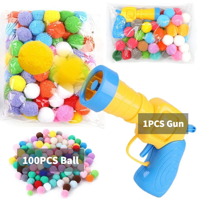 Cat Toy Plush Ball Shooting Gun with Pom Pom Balls