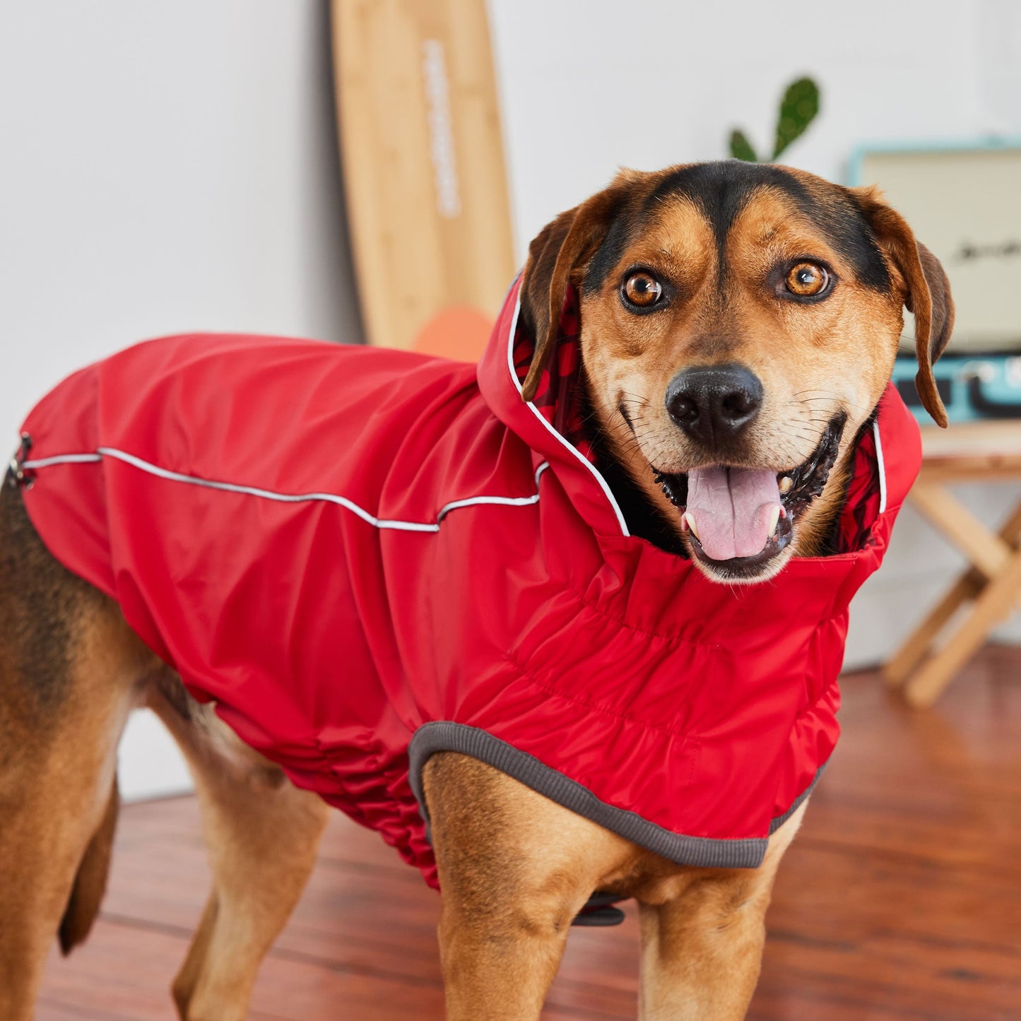 Reversible Elasto-Fit Raincoat - Red