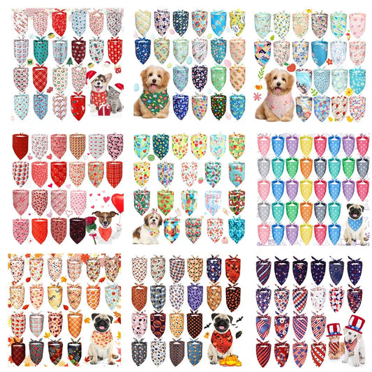 20 Pack Dog Bandana Holiday Themes
