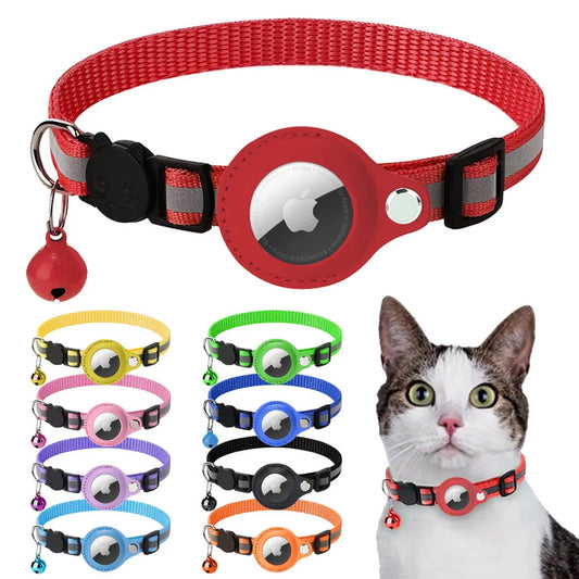 Airtag Cat Collar Reflective with Apple Air Tag Holder and Bell